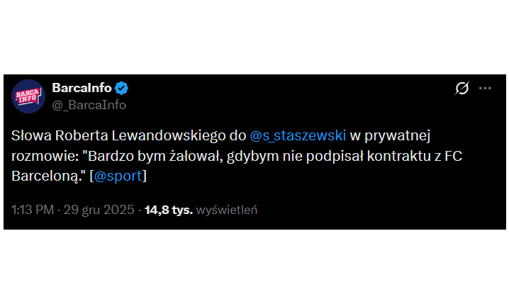 SŁOWA Lewego do Sebastiana Staszewskiego z prywatnej rozmowy dot. transferu do Barcy!